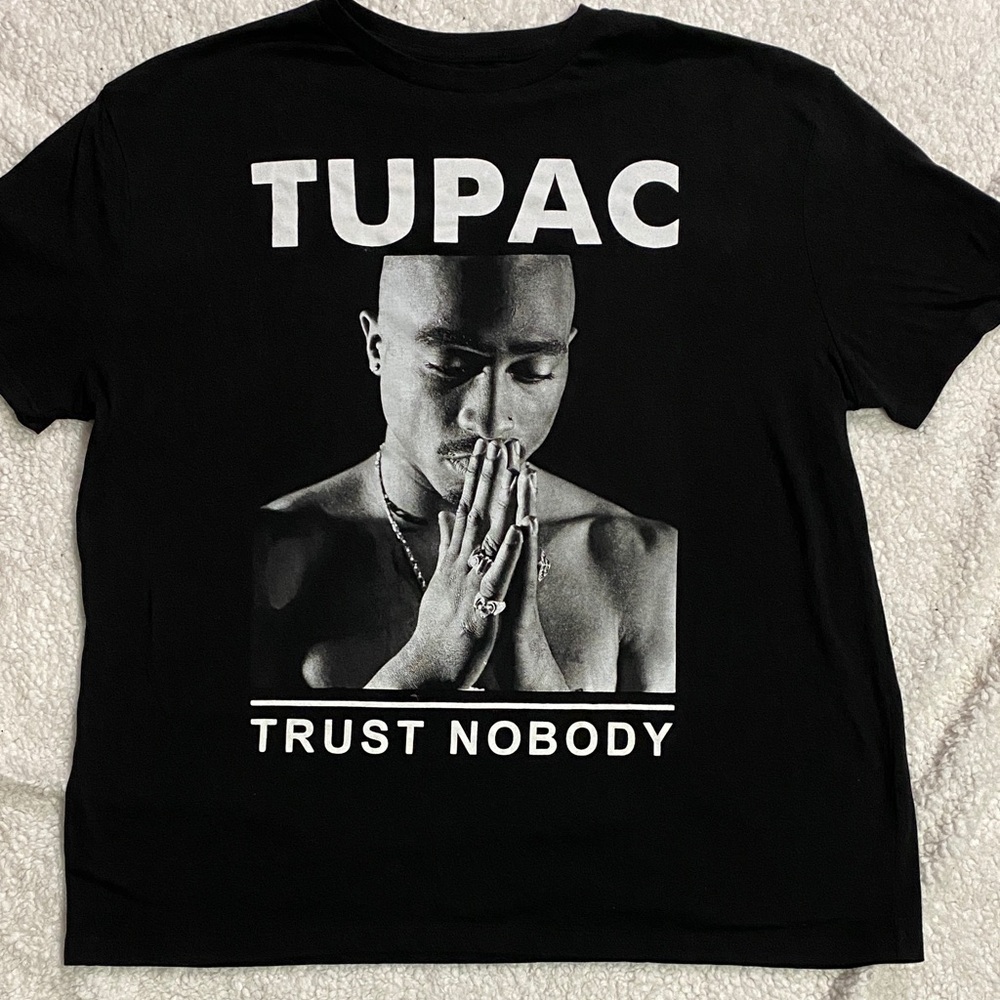 Tupac size XL Men’s black Graphic tee T-shirt trust nobody 2pac NWOT ¥